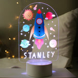 Personalised Space Rocket LED Colour Changing Night Light